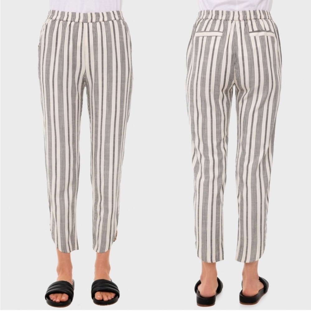 Marine Layer Blue Cream Striped Allison Pant Lightweight Tencel Pull On Pants